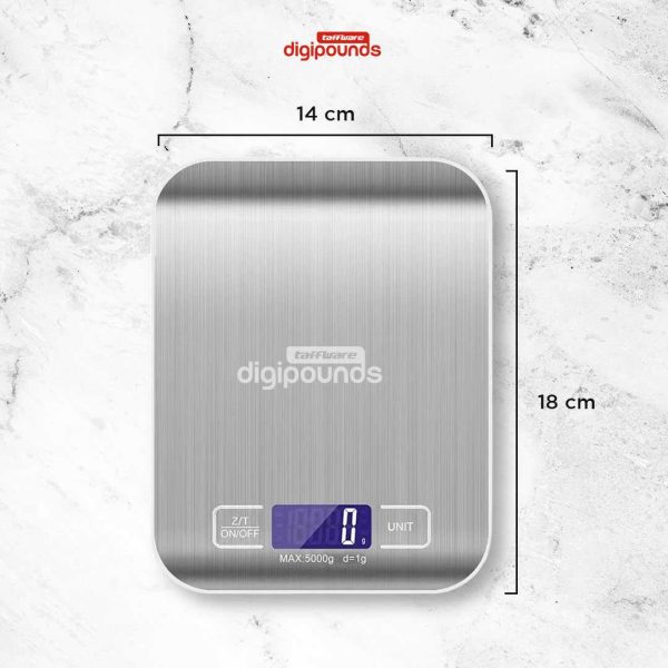 Taffware Digipounds Timbangan Dapur Digital Kitchen Scale 5kg 1g - Z1S