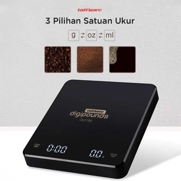 Taffware Digipounds Timbangan Kopi Digital Timer Coffee Scale 3kg 0.1g - CK2150