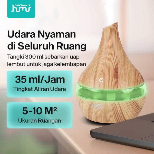 Taffware Air Humidifier Ultrasonic Wood Grain 300ml - Humi K-H98
