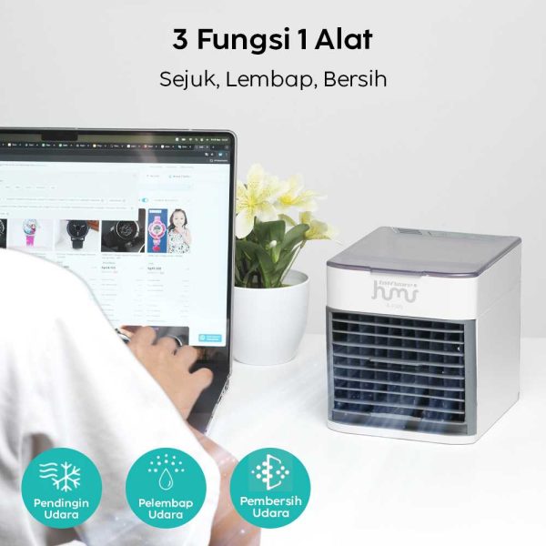 Taffware HUMI Kipas Air Cooler USB Mini Air 7 Color LED Light - K-F009