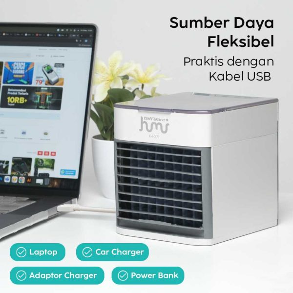 Taffware HUMI Kipas Air Cooler USB Mini Air 7 Color LED Light - K-F009