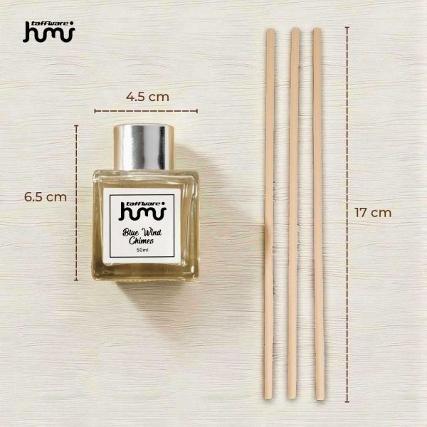 Taffware HUMI Parfum Ruangan Aroma Diffuser Reed Rattan Sticks Blue Wind Chimes 50ml - DF-100