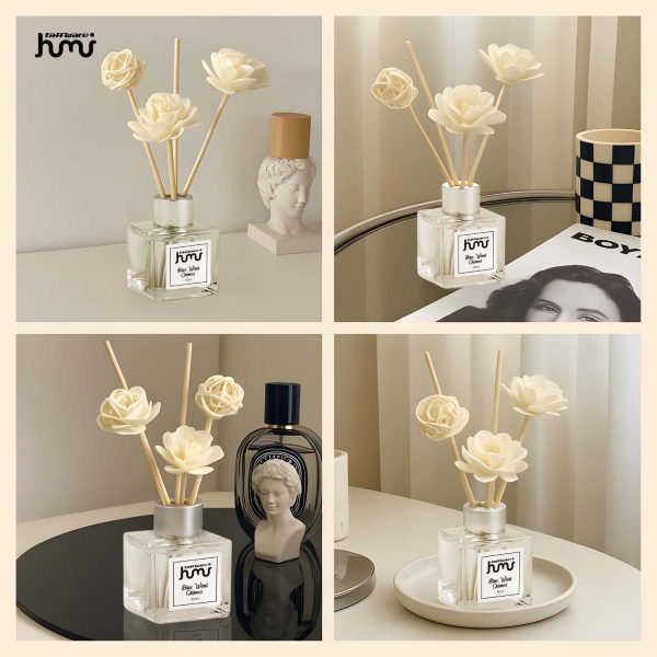 Taffware HUMI Parfum Ruangan Aroma Diffuser Reed Rattan Sticks Blue Wind Chimes 50ml - DF-100