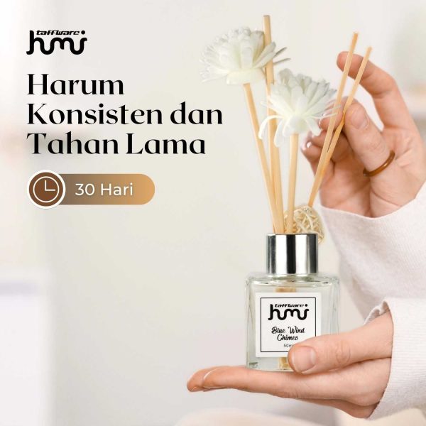 Taffware HUMI Parfum Ruangan Aroma Diffuser Reed Rattan Sticks Blue Wind Chimes 50ml - DF-100