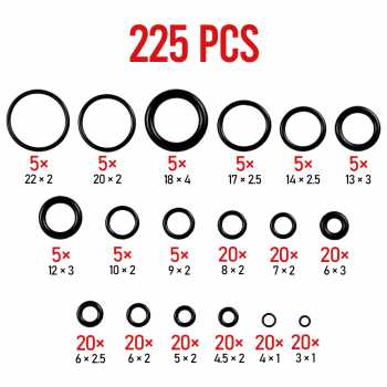 Taffware Karet Rubber O-Ring Seal Tightening Repair Kit 225 PCS - E436