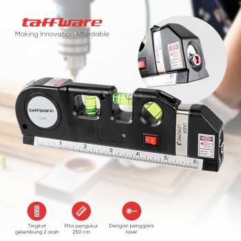 Taffware LEVELPRO3 Penggaris Laser 250cm dengan Waterpass - TL243