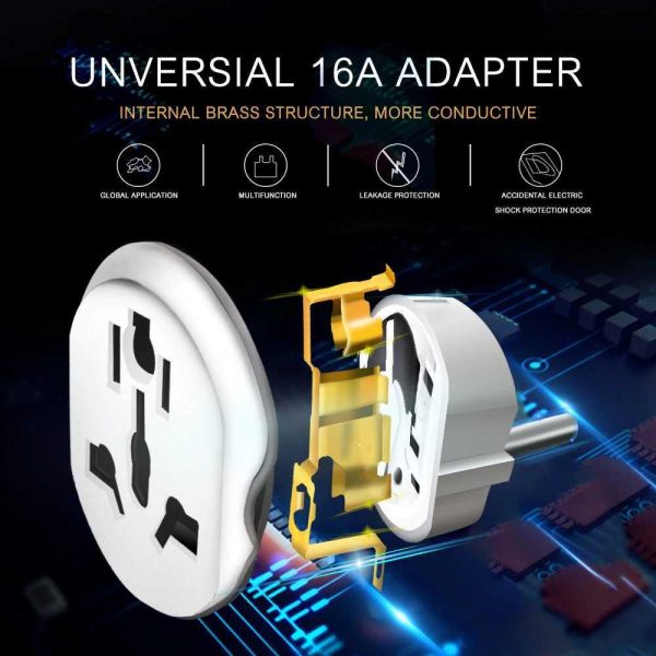 Taffware Loop Universal Travel Adapter AU US UK to EU Plug 16A - N16
