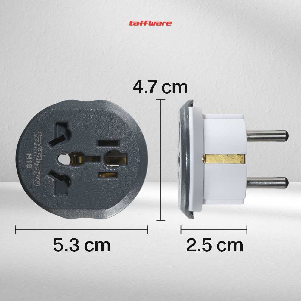 Taffware Loop Universal Travel Adapter AU US UK to EU Plug 16A - N16