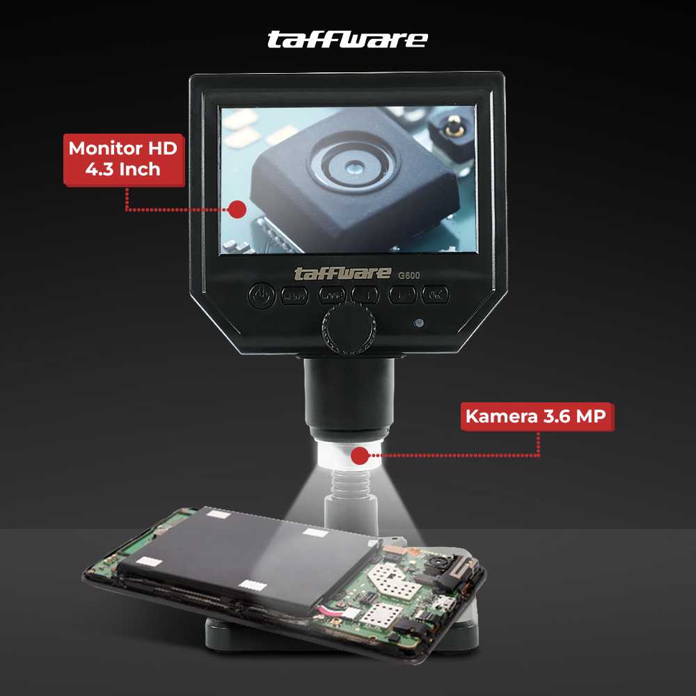 Taffware Mikroskop Digital 3.6MP 600X with Monitor &amp