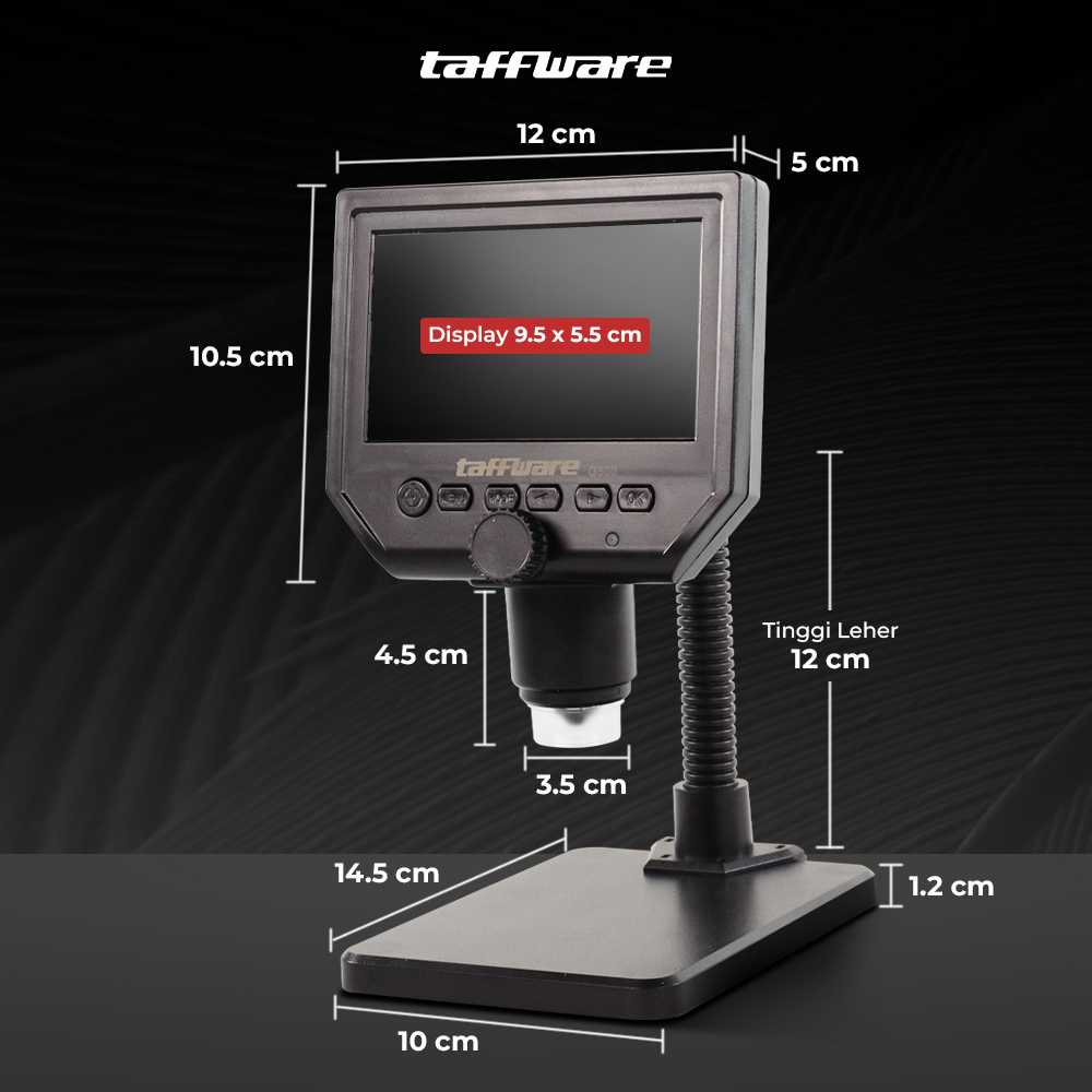 Taffware Mikroskop Digital 3.6MP 600X with Monitor &amp