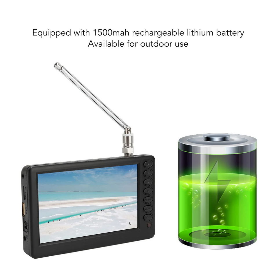 Taffware Portable HD TV Monitor 5 Inch DVB-T2 + Analog - D5 - Black