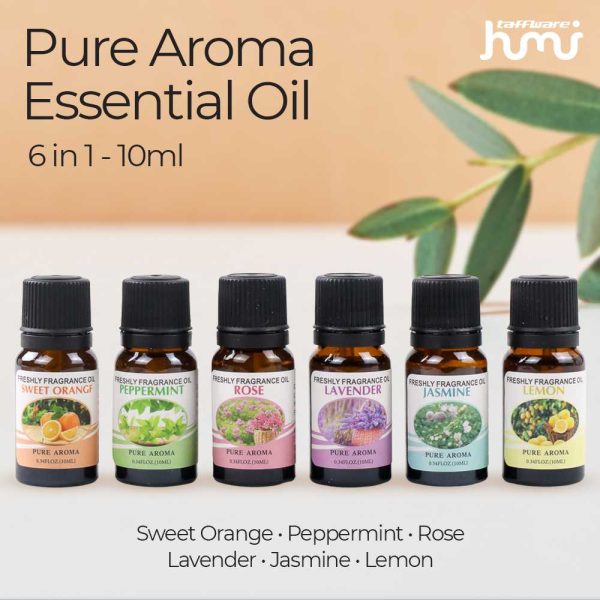 Taffware Pure Aroma Essential Fragrance Oil Aromatherapy 6 in 1 10ml