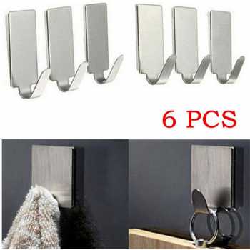 Taffware Gantungan Dinding Tempel Adhesive Stainless Steel 6 PCS - DWC13F