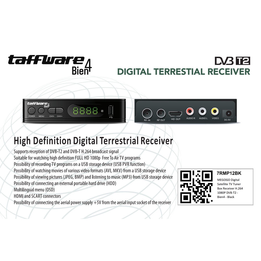 Taffware Bien4 Digital Satellite TV Tuner Box Receiver H.264 1080P DVB