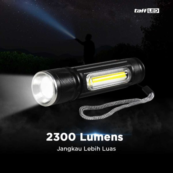TaffLED Senter LED Lantera USB Rechargeable Cree XML T6 + COB 2300 Lumens - WY8106