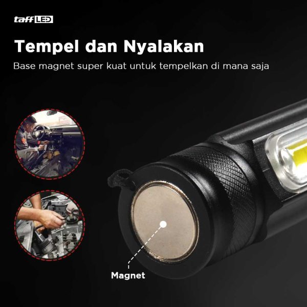 TaffLED Senter LED Lantera USB Rechargeable Cree XML T6 + COB 2300 Lumens - WY8106