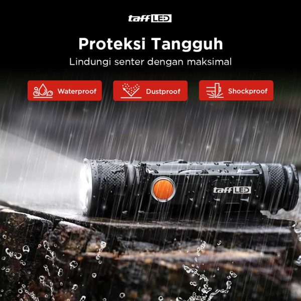 TaffLED Senter LED Lantera USB Rechargeable Cree XML T6 + COB 2300 Lumens - WY8106