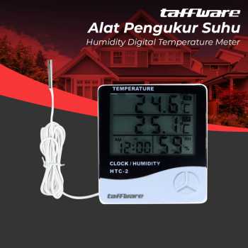 Taffware Alat Ukur Suhu Kelembapan Digital dengan Jam Alarm Kalender - HTC-2