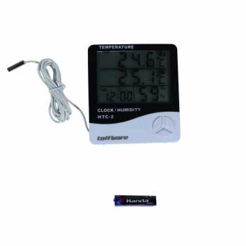 Taffware Alat Ukur Suhu Kelembapan Digital dengan Jam Alarm Kalender - HTC-2
