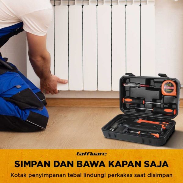 Taffware Alat Set Perkakas Palu Obeng Cutter Meteran 8 in 1