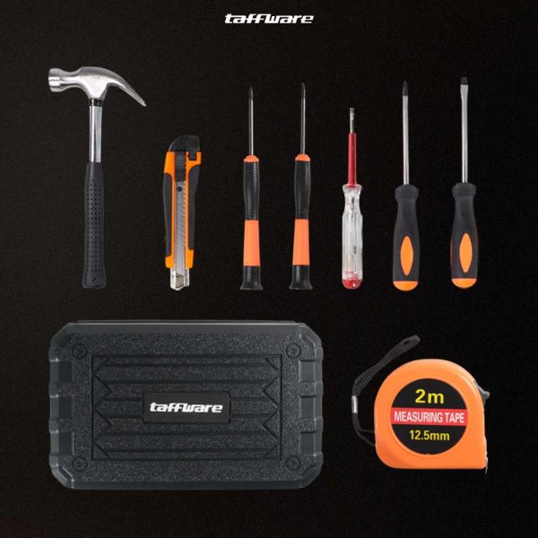 Taffware Alat Set Perkakas Palu Obeng Cutter Meteran 8 in 1