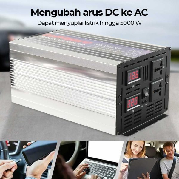Taffware Power Inverter Mobil Pure Sine Wave DC 12V to AC 220V 5000W - NBQ5000W