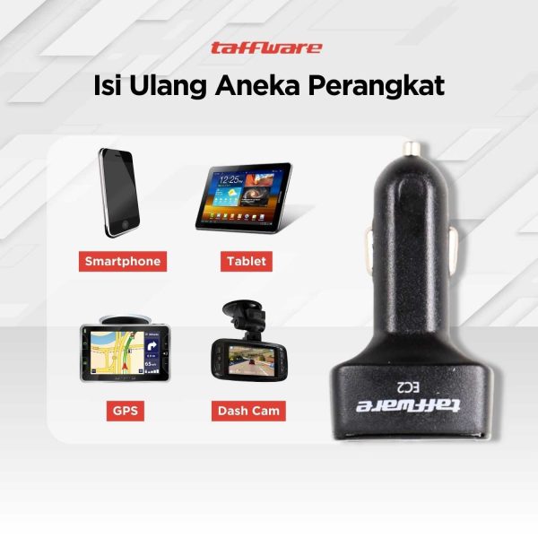 Taffware Dual USB Car Charger with LED Display - EC2