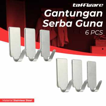 Taffware Gantungan Dinding Tempel Adhesive Stainless Steel 6 PCS - DWC13F