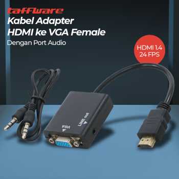 Taffware Kabel Adaptor HDMI ke VGA Female Dengan Port Audio 1080p - HD008