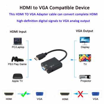 Taffware Kabel Adaptor HDMI ke VGA Female Dengan Port Audio 1080p - HD008