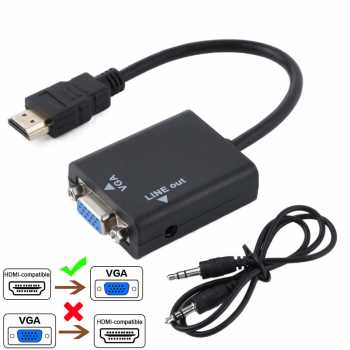 Taffware Kabel Adaptor HDMI ke VGA Female Dengan Port Audio 1080p - HD008