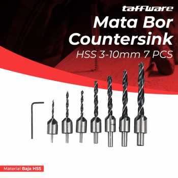 taffware-mata-bor-drill-bit-countersink-hss-3-10mm-7-pcs-qst-k13 Taffware Mata Bor Drill Bit Countersink HSS 3-10mm 7 PCS - QST-K13