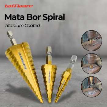 Taffware Mata Bor Spiral Drill Bits Titanium Coated 3 PCS