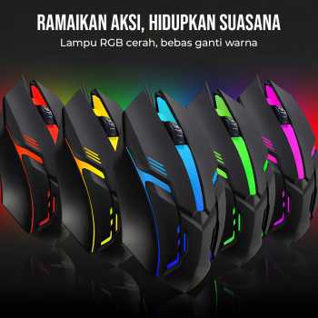 Taffware Mouse Gaming Wired RGB LED Optical 3 Key 1200DPI - S028