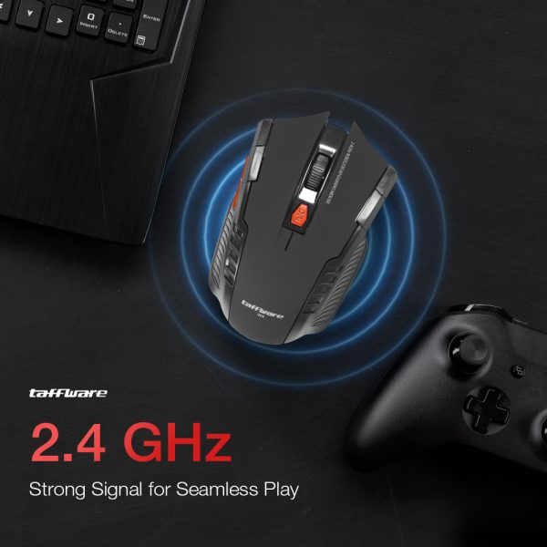 Taffware Mouse Gaming Wireless Optical 2.4GHz Ergonomic 1600DPI - W4