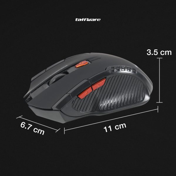 Taffware Mouse Gaming Wireless Optical 2.4GHz Ergonomic 1600DPI - W4