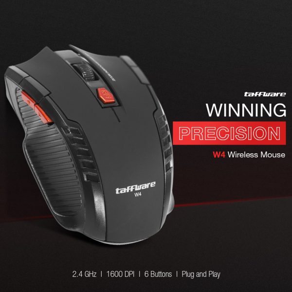 Taffware Mouse Gaming Wireless Optical 2.4GHz Ergonomic 1600DPI - W4