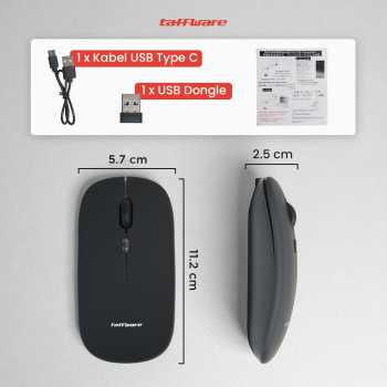 Taffware Mouse Wireless Bluetooth Optical 2.4GHz Silent Click 1600DPI - DC001