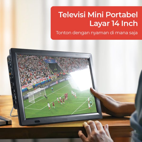 Taffware Portable HD TV Monitor 14 Inch DVB-T2 + Analog - D14 - Black