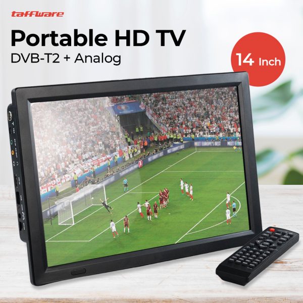 Taffware Portable HD TV Monitor 14 Inch DVB-T2 + Analog - D14 - Black