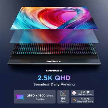 Taffware Portable Monitor 16 Inch IPS QHD 2.5K 60Hz Type C Mini HDMI - 1600XTS