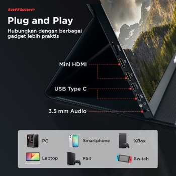 Taffware Portable Monitor 16 Inch IPS QHD 2.5K 60Hz Type C Mini HDMI - 1600XTS