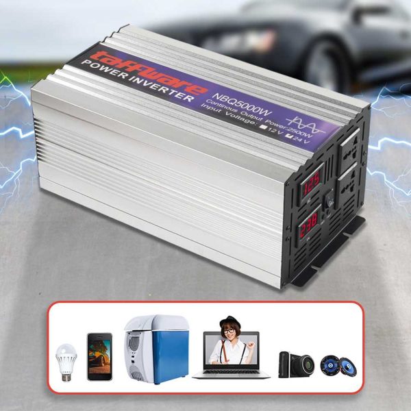 Taffware Power Inverter Mobil Pure Sine Wave DC 24V to AC 220V 5000W - NBQ5000W