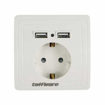 Taffware Stop Kontak Dinding EU Plug dengan 2 USB Port - SCN2