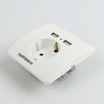 Taffware Stop Kontak Dinding EU Plug dengan 2 USB Port - SCN2