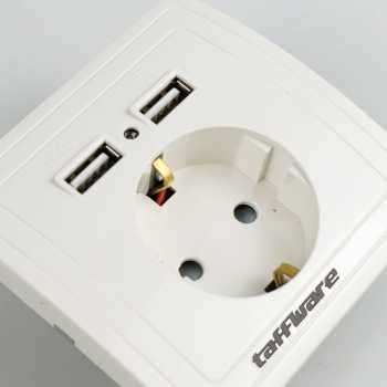 Taffware Stop Kontak Dinding EU Plug dengan 2 USB Port - SCN2