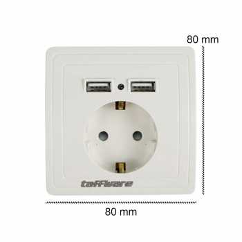 Taffware Stop Kontak Dinding EU Plug dengan 2 USB Port - SCN2
