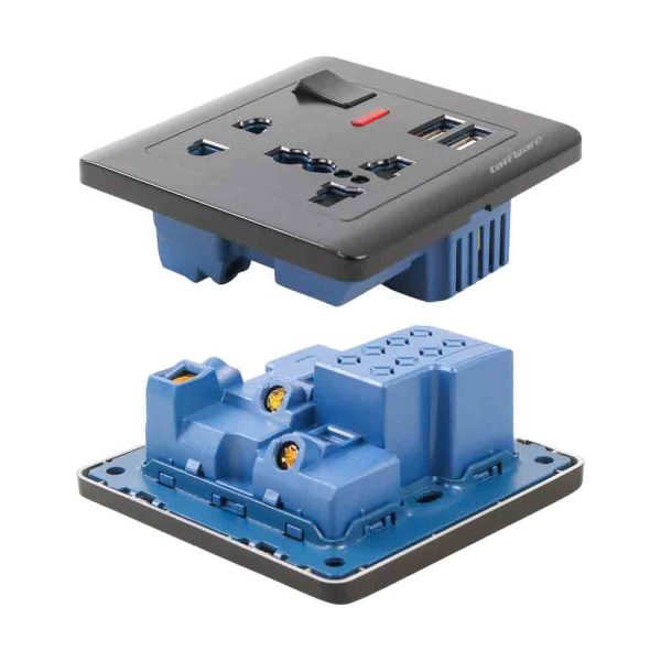 Taffware Stop Kontak Universal UK EU US 5 Hole Socket On Off Switch - DZ-E2-11