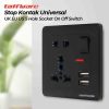 Taffware Stop Kontak Universal UK EU US 5 Hole Socket On Off Switch - DZ-E2-11