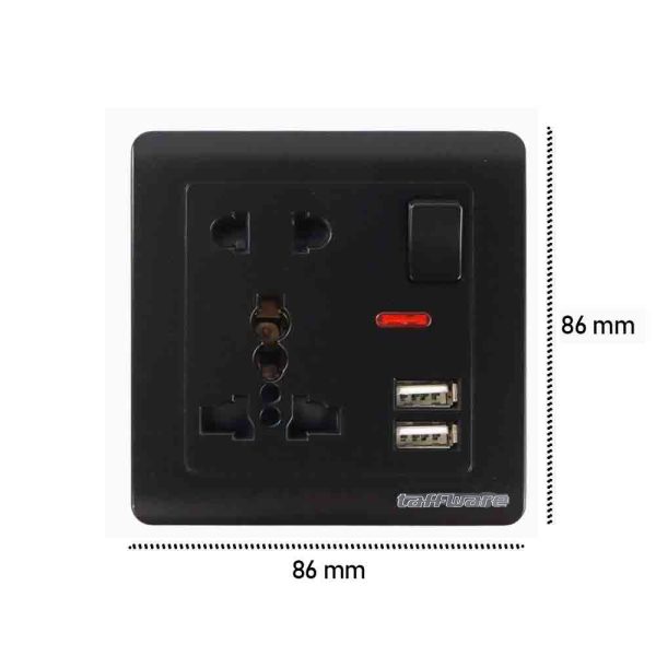 Taffware Stop Kontak Universal UK EU US 5 Hole Socket On Off Switch - DZ-E2-11
